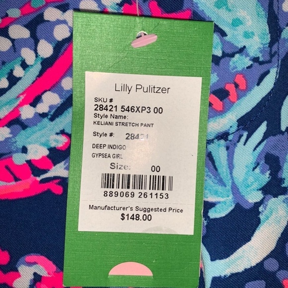 NWT 148.00 LILLY PULITZER KELIANI PANTS GYPSEA GIRL DEEP INDIGO. - Picture 3 of 7